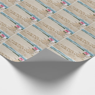 Vrolijk kerstzand man op het strand cadeaupapier