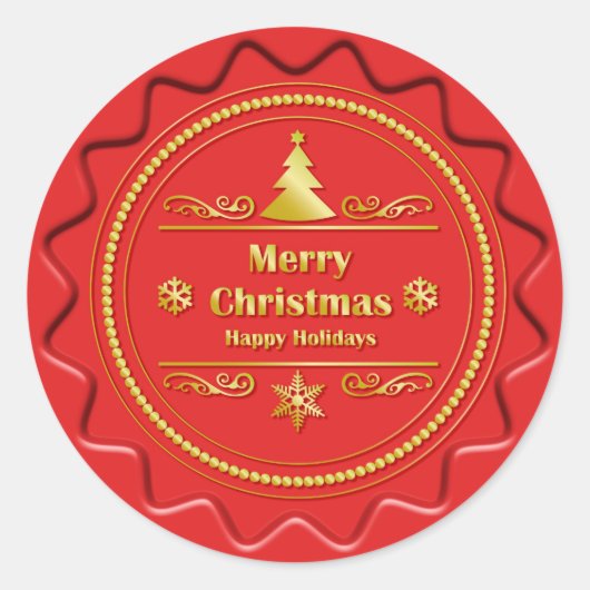 Vrolijk kerstzegel ronde sticker (Voorkant)