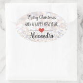 Vrolijk kerstzilver glitter naam sticker (Tas)