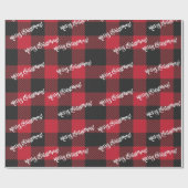 Vrolijk kerstzwart en rood buffelbord cadeaupapier (Vlak)