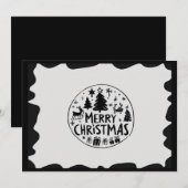 Vrolijk kerstzwart Flat Holiday Kaart (Voorkant / Achterkant)