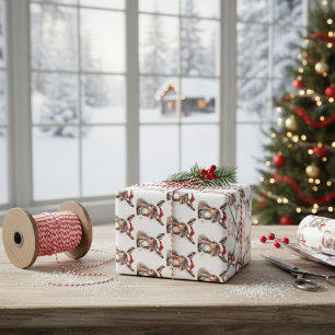 Vrolijk klein kerstezeltje inpakpapier vel