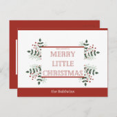 vrolijk klein kerstfeest rood en groen briefkaart (Voorkant / Achterkant)