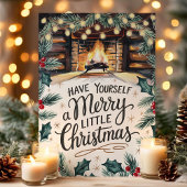 Vrolijk klein kersthaardje feestdagen kaart