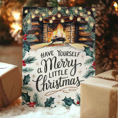 Vrolijk klein kersthaardje feestdagen kaart