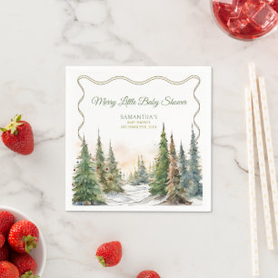 Vrolijk klein kerstwinter Baby shower Servet