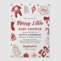 Vrolijk klein rood winter kerst Baby shower