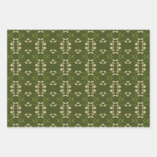 Vrolijk Koninklijk Botanisch Feestelijk Groen Rood Inpakpapier Vel (Voorkant)