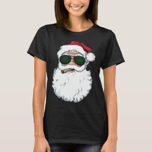 Vrolijk Kushmas Kerstman roken wiet Kerstmis T-shirt