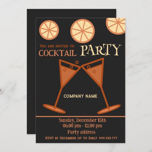 Vrolijk leuk cool kerstcocktailparty zakelijk kaart (Voorkant / Achterkant)