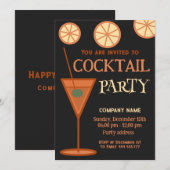 Vrolijk leuk cool kerstcocktailparty zakelijk kaart (Voorkant / Achterkant)