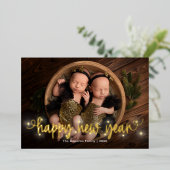 Vrolijk Lit FOIL Gelukkig Nieuwjaar Vakantiekaart Folie Feestdagenkaart (Staand Voorkant)