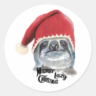 Vrolijk luie kerst ronde sticker