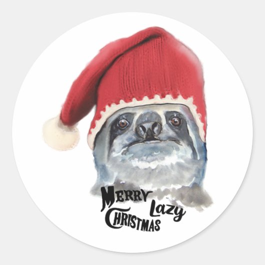Vrolijk luie kerst ronde sticker (Voorkant)