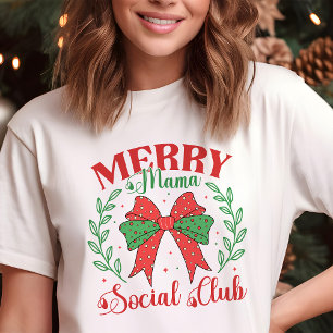 Vrolijk Mama Social Club Coquette Kerstmis Tri-Blend Shirt