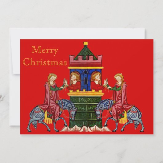 Vrolijk middeleeuws kerstfeest feestdagenkaart (Voorkant)