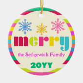 Vrolijk Modern Bold Kleurrijk Gepersonaliseerd Keramisch Ornament (Voorkant)