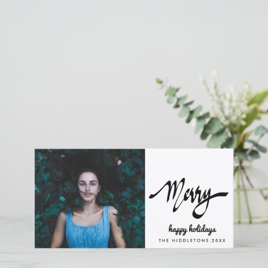 Vrolijk modern handgeschreven script vakantie feestdagenkaart (Staand voorkant)