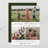 Vrolijk modern kalligrafie Kerstmis 3 Vakantiekaar Feestdagenkaart (Voorkant / Achterkant)