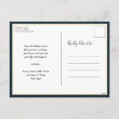 Vrolijk Modern Minimalistisch Blauw Script 4 Foto Feestdagenkaart (Achterkant)