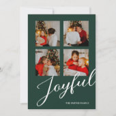 Vrolijk Modern Minimalistisch Groen Script 4 Foto Feestdagenkaart (Voorkant)