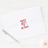 Vrolijk op 4 juli 2021 Rood wit en blauw Ronde Sticker (Envelop)