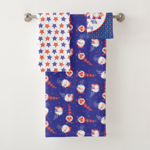Vrolijk op 4 juli Gnomes Red White Blue Bad Handdoek