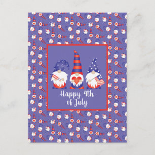 Vrolijk op 4 juli Gnomes Red White Blue Briefkaart