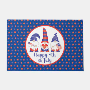 Vrolijk op 4 juli Gnomes Red White Blue Deurmat