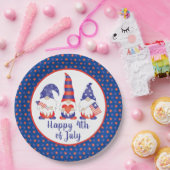 Vrolijk op 4 juli Gnomes Red White Blue Papieren Bordje (Feest)