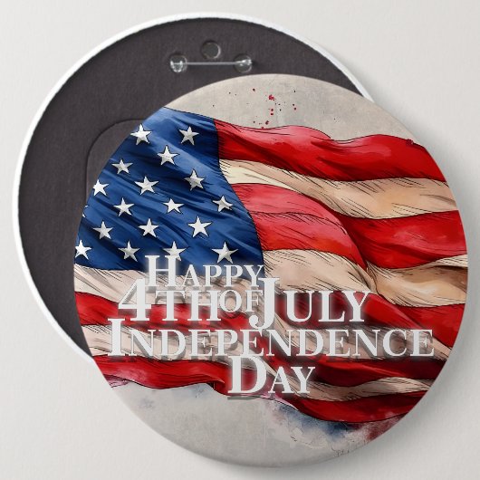 Vrolijk op 4 juli - Onafhankelijkheidsdag Ronde Button 6,0 Cm (Voorkant /achterkant)