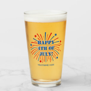 Vrolijk op 4 juli op maat bier cadeau glas