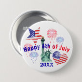 Vrolijk op 4 juli ronde button 7,6 cm (Voorkant /achterkant)