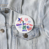 Vrolijk op 4 juli ronde button 7,6 cm (In situ)