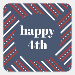 Vrolijk op 4 juli Rood Blauw Stars & Stripes Vierkante Sticker