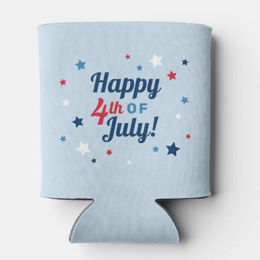 Vrolijk op 4 juli Rood wit en Blauw Patriottisch Blikjeskoeler (Achterkant)