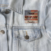Vrolijk op 4 juli |  stijl vierkante button 5,1 cm (In situ)