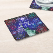 Vrolijk op 4 juli vierkante kartonnen onderzetter (Schuin)