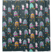 Vrolijk paasdag - Funny Bunny Wishes Pattern Douchegordijn (Voorkant)