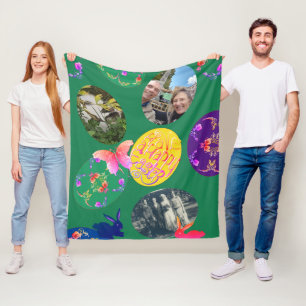 Vrolijk paasen, paaseieren met 3 foto's fleece deken