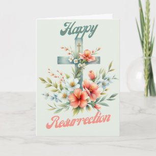 Vrolijk Paaskruis met lentebloemen Kaart
