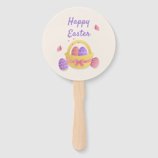 Vrolijk paasmandje en vlinders handwaaier (Voorkant)