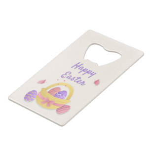Vrolijk paasmandje en vlinders kredietkaart flessenopener