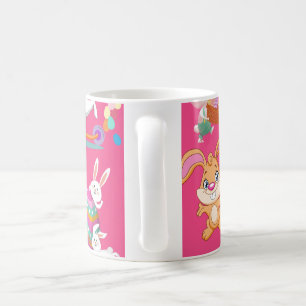 Vrolijk paastje, grappige bunny Wishes en kleurrij Koffiemok