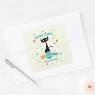 Vrolijk Pasen, atoomtijdperk, middeleeuwse moderne Vierkante Sticker