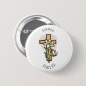 Vrolijk Pasen Button. Ronde Button 5,7 Cm (Voorkant /achterkant)