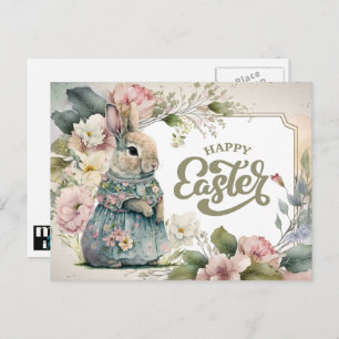 Vrolijk Pasen. Cute Old-Fashioned Bunny Feestdagenkaart