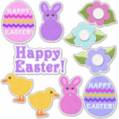 Vrolijk Pasen. Faux Felt White of Clear Easter Sticker (Voorkant)