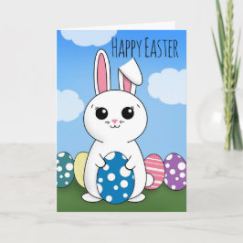 Vrolijk Pasen iedereen die Bunny WIth Eggs kletst Feestdagen Kaart