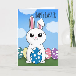 Vrolijk Pasen iedereen die Bunny WIth Eggs kletst Feestdagen Kaart